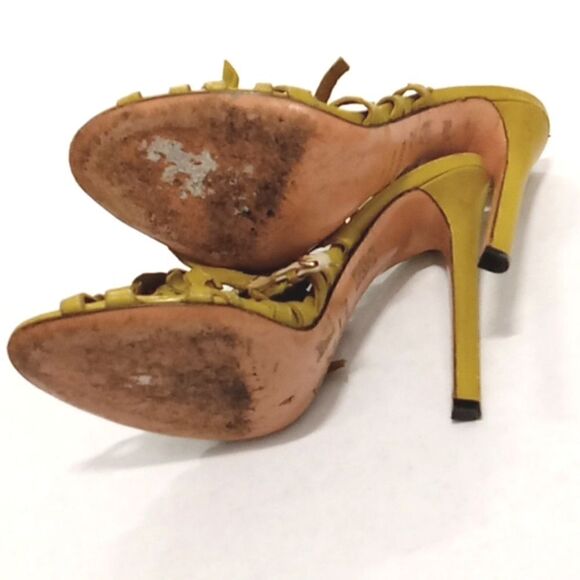 Tom Ford Heels Mustard Yellow Floral Slingbacks  Size 39 / US 8.5 Women's - Picture 5 of 6